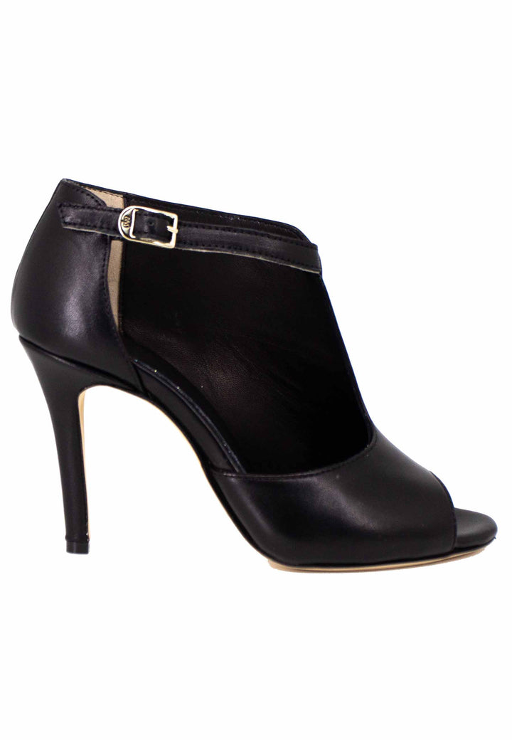 Spatarella Sandali donna in pelle nera con cinturino e tacco alto Duty-free