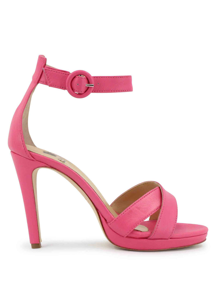 Spatarella Sandali donna in pelle rosa con tacco alto e cinturino alla caviglia 50% di sconto per tempo limitato