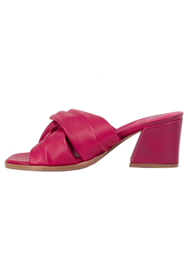 Spatarella Sandali donna in pelle rossa con incrocio senza cinturino Italy