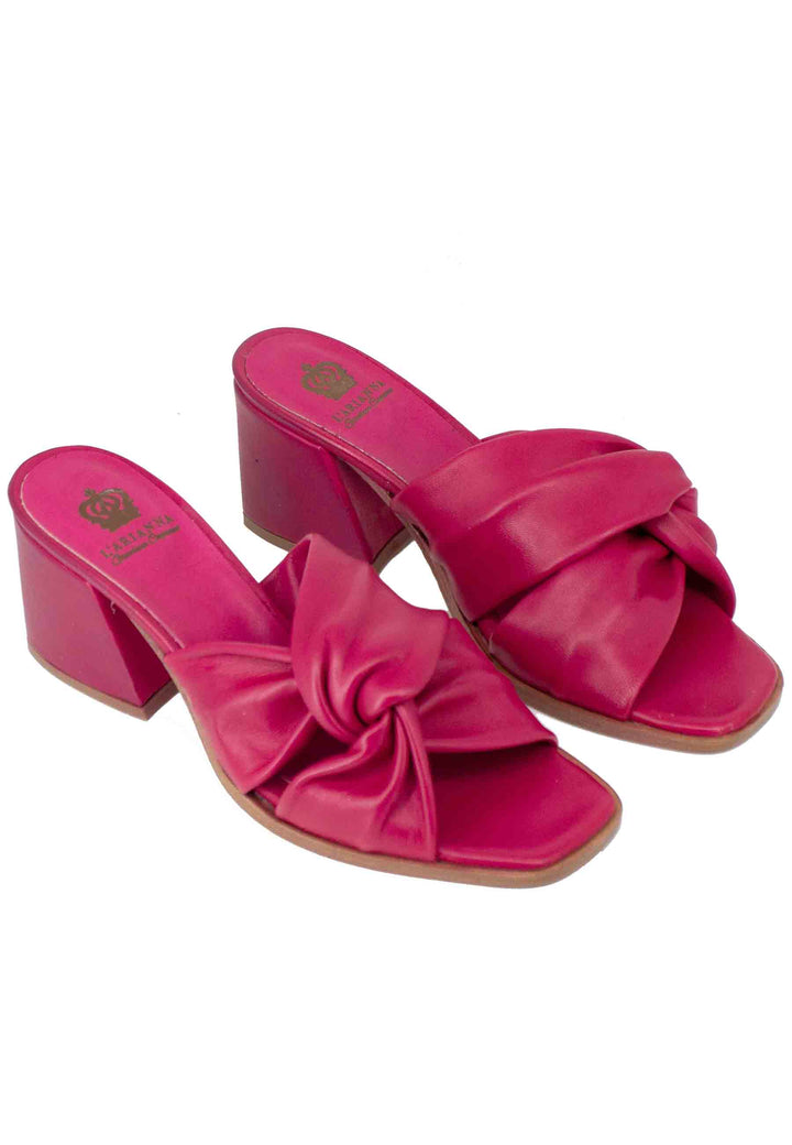 Spatarella Sandali donna in pelle rossa con incrocio senza cinturino Italy