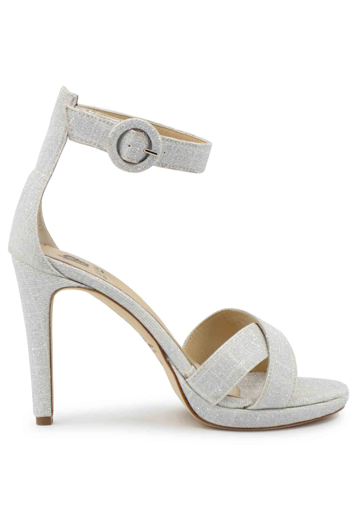 Spatarella Sandali donna in tessuto off white con tacco alto e cinturino alla caviglia Promozione