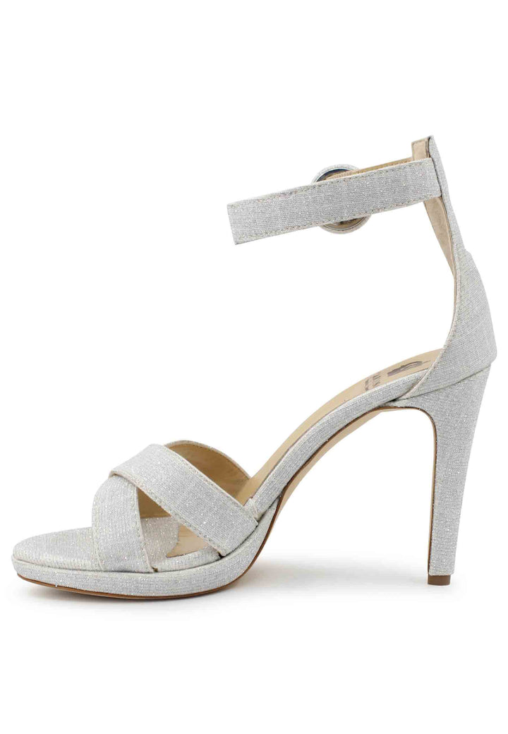 Spatarella Sandali donna in tessuto off white con tacco alto e cinturino alla caviglia Promozione