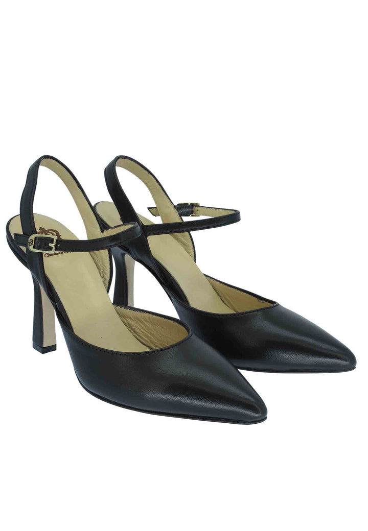 Spatarella Sandali donna pelle nera tacco alto con cinturini Spedizione Gratuita