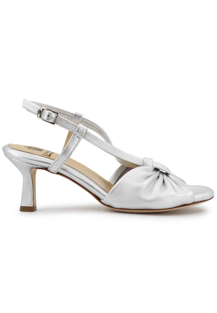 Spatarella Sandali slingback donna in pelle argento con suola in cuoio Pezzi Unici