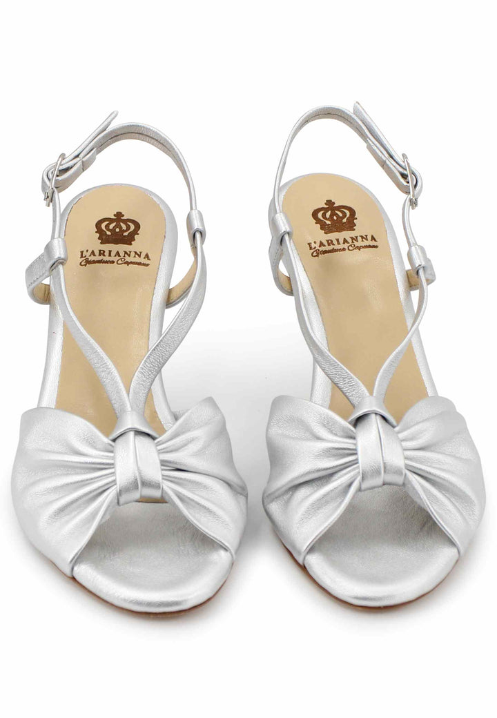 Spatarella Sandali slingback donna in pelle argento con suola in cuoio Pezzi Unici