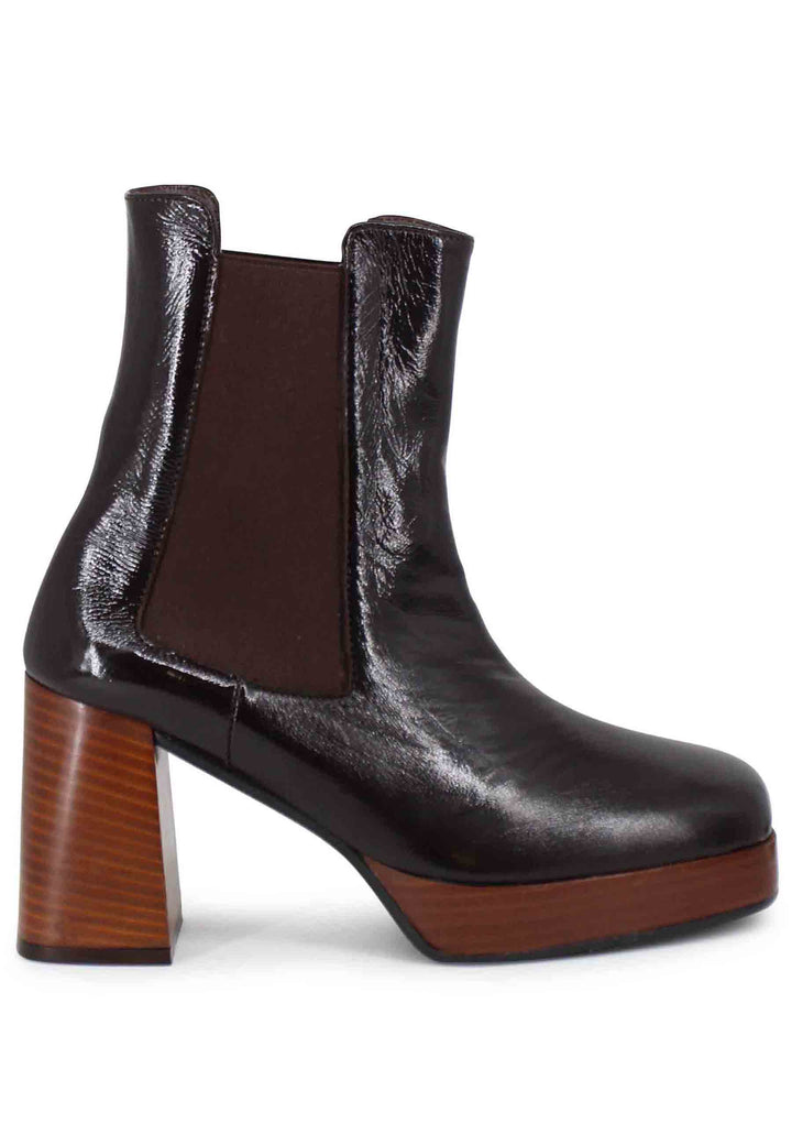 Spatarella Stivaletti beatles donna in pelle marrone con tacco e plateau Soddisfazione Garantita