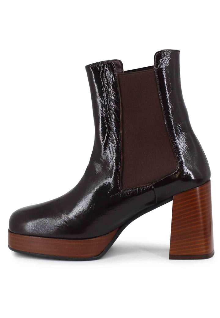 Spatarella Stivaletti beatles donna in pelle marrone con tacco e plateau Soddisfazione Garantita