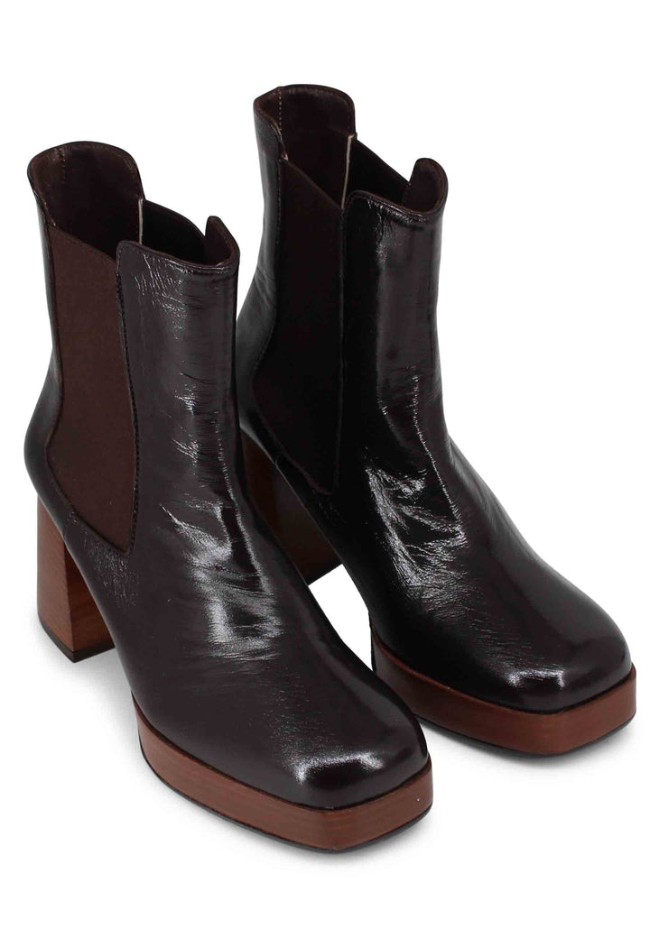 Spatarella Stivaletti beatles donna in pelle marrone con tacco e plateau Soddisfazione Garantita