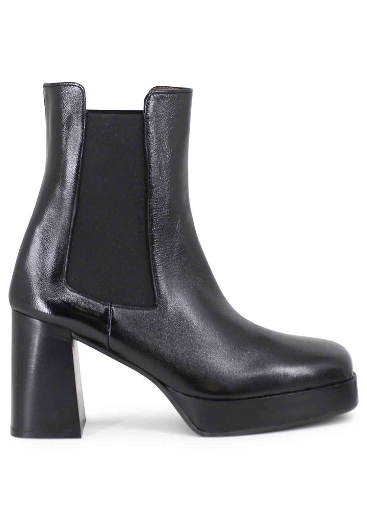 Spatarella Stivaletti beatles donna in pelle nera con tacco e plateau Negozi Online