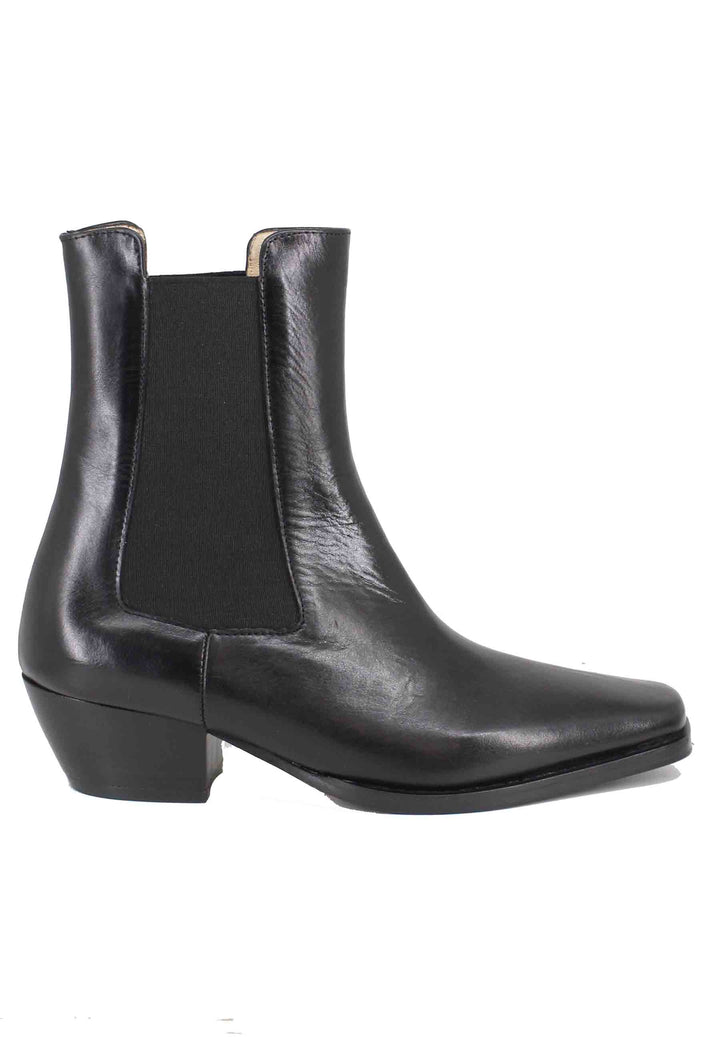 Spatarella Stivaletti chelsea boot donna in pelle nera punta quadra Consegna Veloce