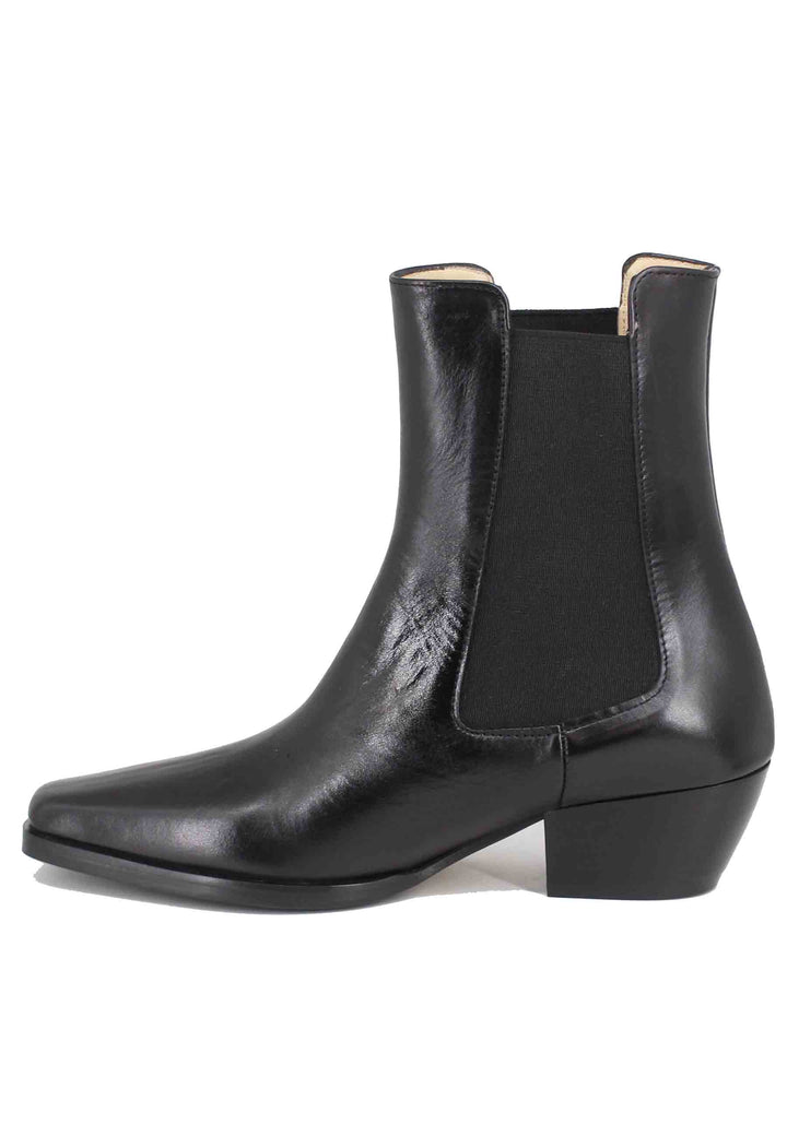 Spatarella Stivaletti chelsea boot donna in pelle nera punta quadra Consegna Veloce