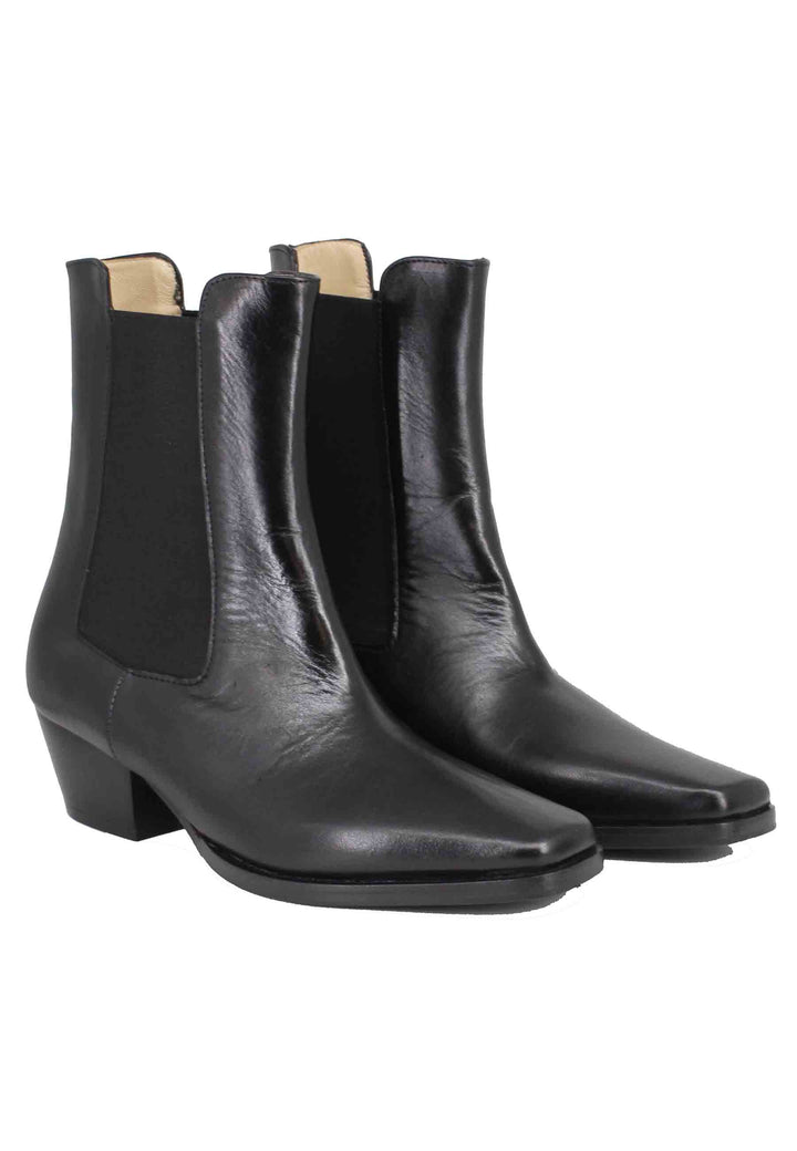 Spatarella Stivaletti chelsea boot donna in pelle nera punta quadra Consegna Veloce