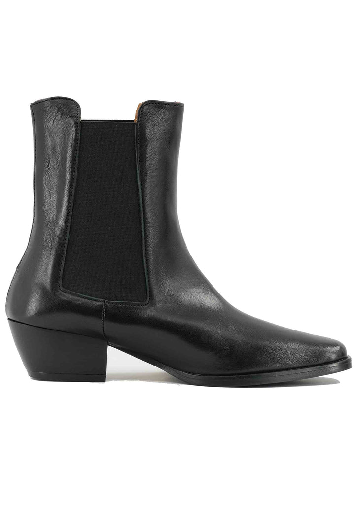 Spatarella Stivaletti BT1695 boot donna in pelle nera punta quadra con tacco in cuoio Promozione Limitata