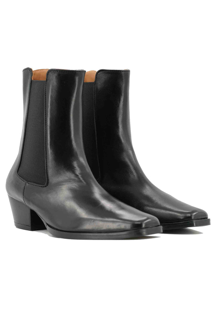 Spatarella Stivaletti BT1695 boot donna in pelle nera punta quadra con tacco in cuoio Promozione Limitata