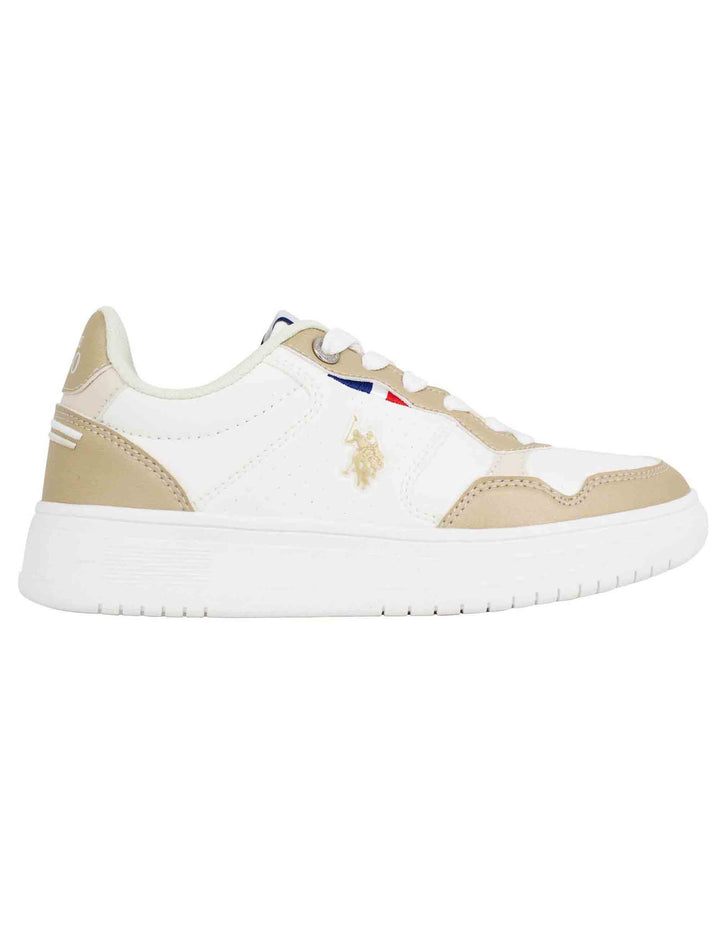 Spatarella Sneakers donna in eco pelle vintage bianco e bronzo Fino Al -60%