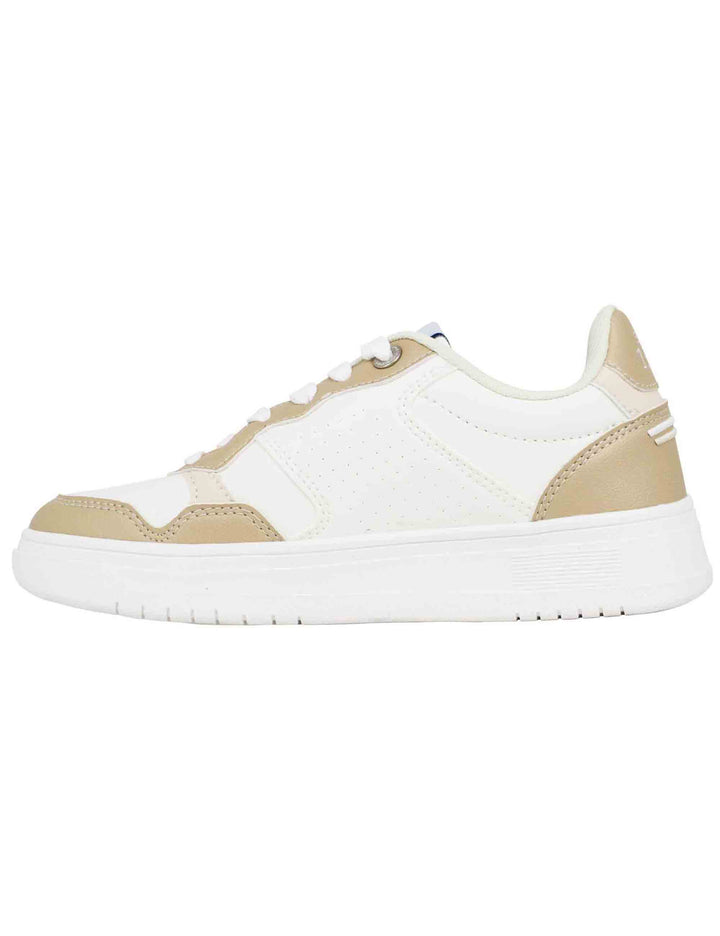 Spatarella Sneakers donna in eco pelle vintage bianco e bronzo Fino Al -60%