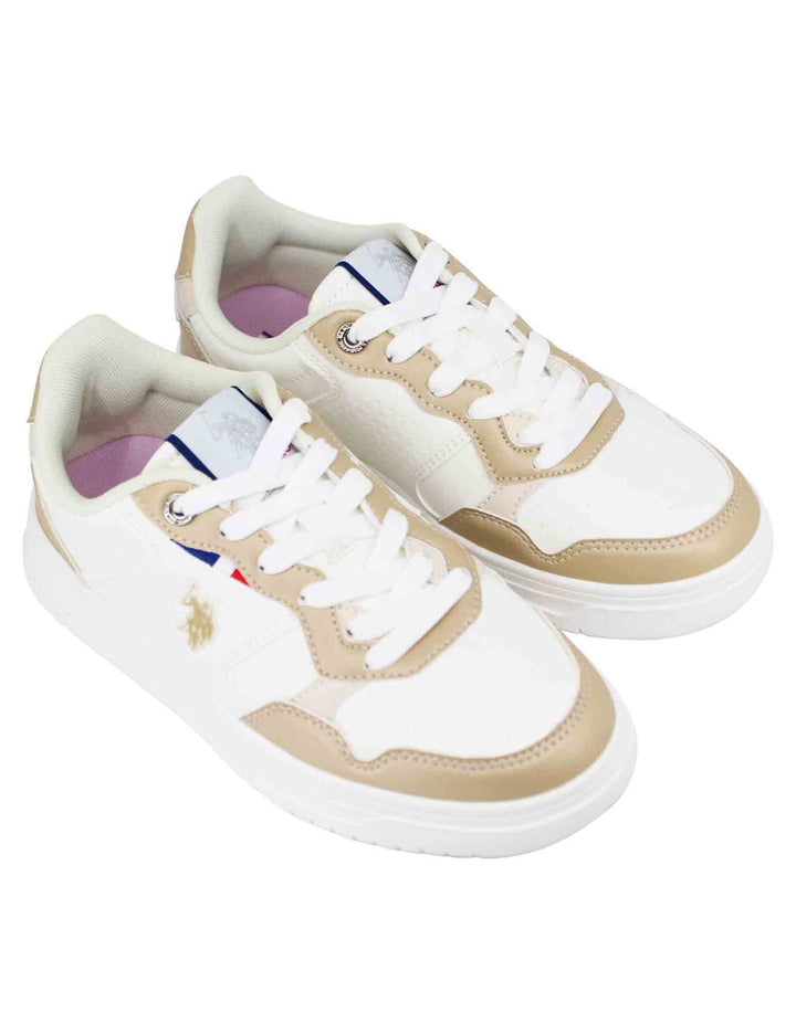 Spatarella Sneakers donna in eco pelle vintage bianco e bronzo Fino Al -60%