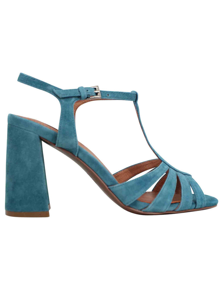 Spatarella Sandali donna slingback in camoscio turchese con tacco alto e punta quadra Azalea Shopping Online