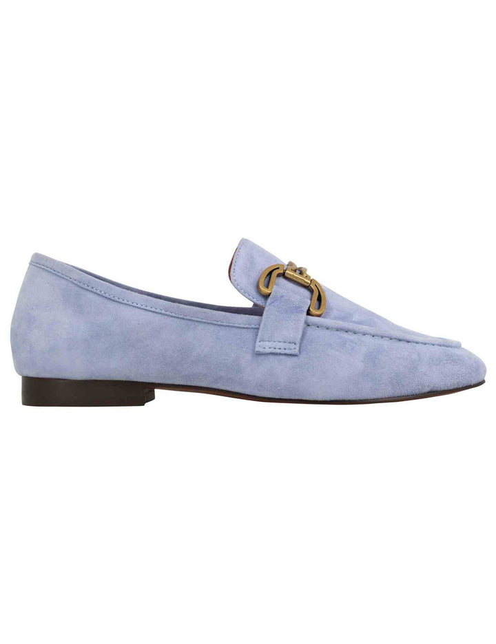 Spatarella Mocassini donna in camoscio celeste con mosetto e tacco basso Zagreb Convenienza