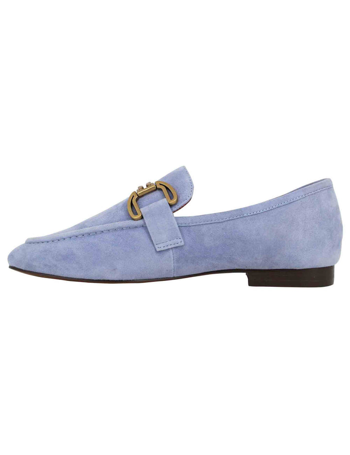 Spatarella Mocassini donna in camoscio celeste con mosetto e tacco basso Zagreb Convenienza