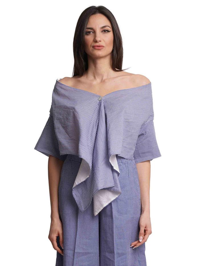 Spatarella Stole donna in cotone blu e bianca Economico