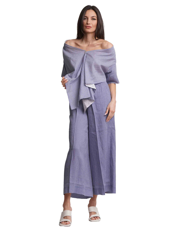 Spatarella Stole donna in cotone blu e bianca Economico