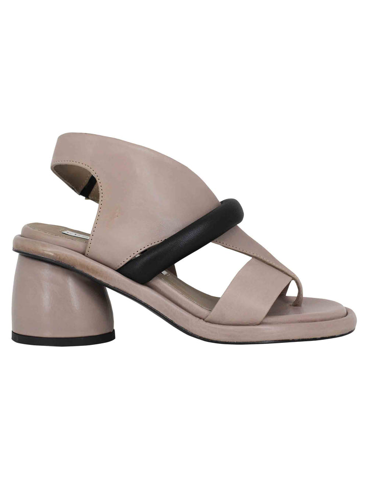 Spatarella Sandali infradito donna in pelle taupe con punta tonda Offerte