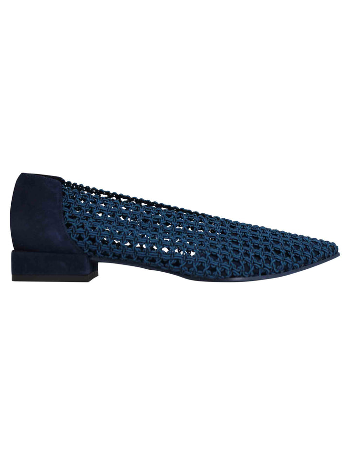 Spatarella Decollete donna in tessuto blu elasticizzato tacco basso Vendita Calda