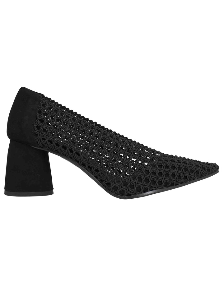 Spatarella Decollete donna in tessuto elasticizzato nero con tacco in camoscio Negozio