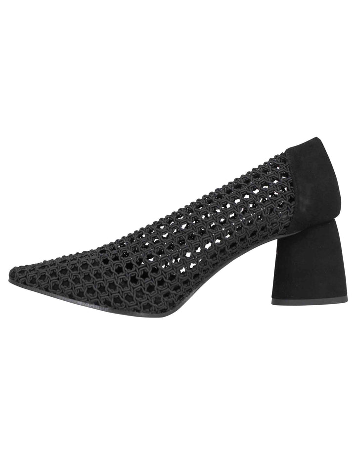 Spatarella Decollete donna in tessuto elasticizzato nero con tacco in camoscio Negozio