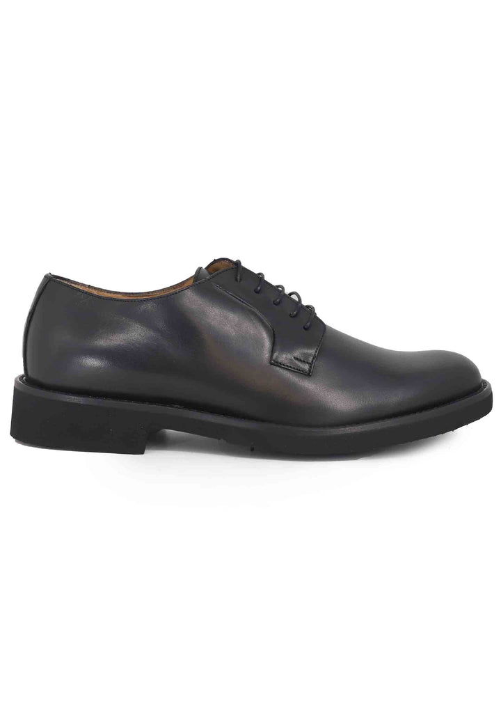 Spatarella Stringate uomo in pelle nera con suola in gomma ultra leggera e punta tonda Spedizione gratuita