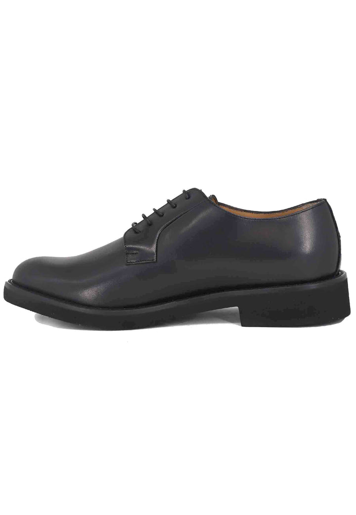 Spatarella Stringate uomo in pelle nera con suola in gomma ultra leggera e punta tonda Spedizione gratuita