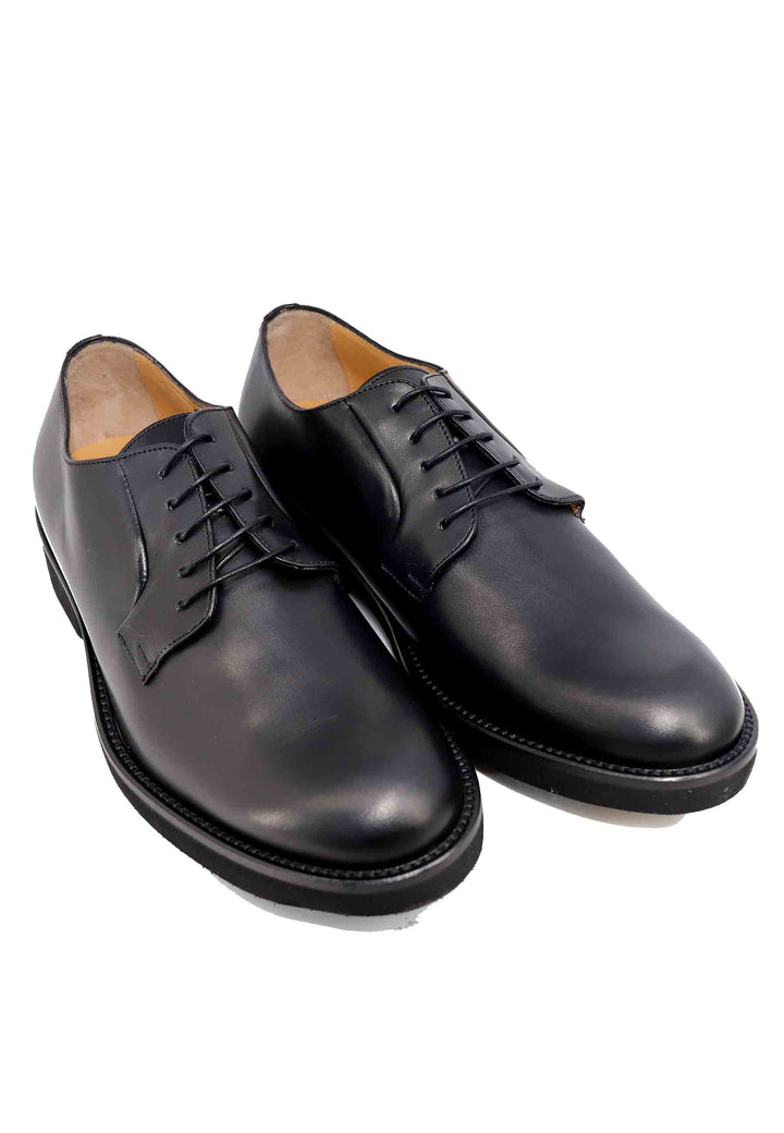 Spatarella Stringate uomo in pelle nera con suola in gomma ultra leggera e punta tonda Spedizione gratuita