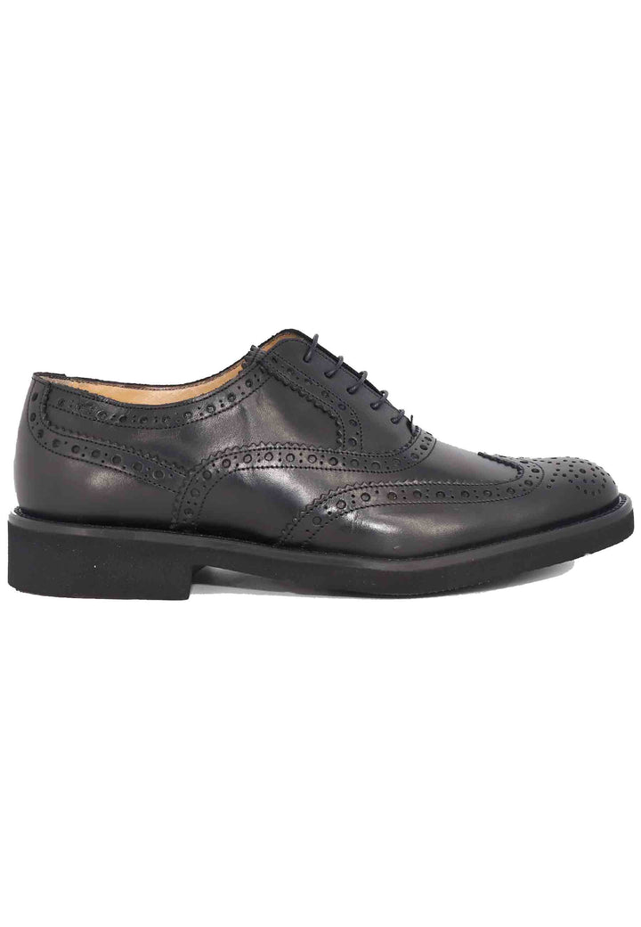 Spatarella Stringate uomo in pelle nera con impunture all'inglese e suola in gomma ultra leggera Negozio online di fabbrica