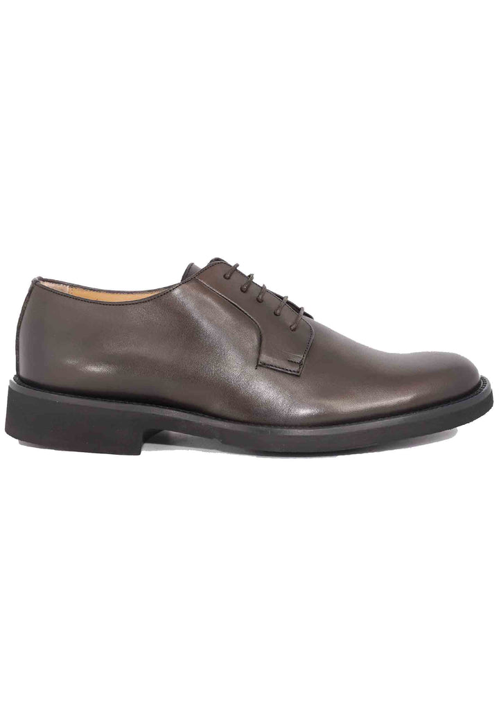 Spatarella Stringate uomo in pelle marone con suola in gomma ultra leggera e punta tonda Prezzo di fabbrica