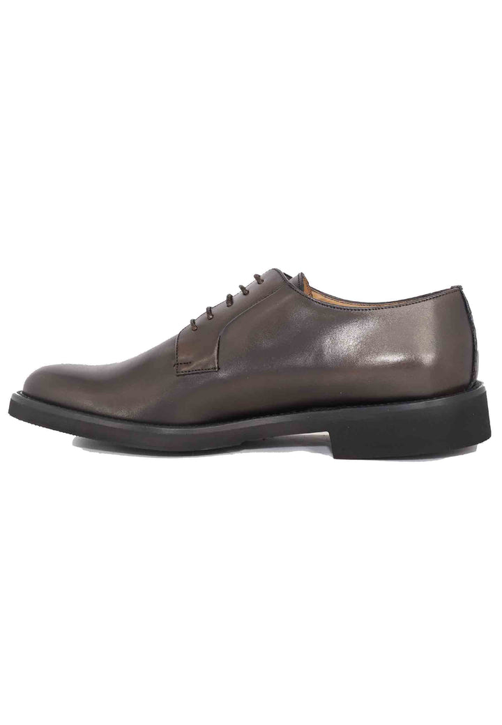 Spatarella Stringate uomo in pelle marone con suola in gomma ultra leggera e punta tonda Prezzo di fabbrica