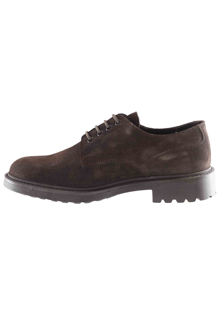 Spatarella Stringate uomo in camoscio ingrassato testa di moro con suola in gomma Offerta speciale
