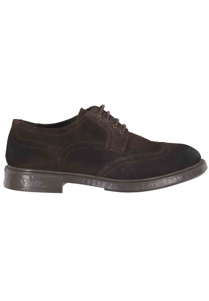 Spatarella Stringate da uomo in camoscio testa di moro con impunture all'inglese e suola in gomma Flash Sale