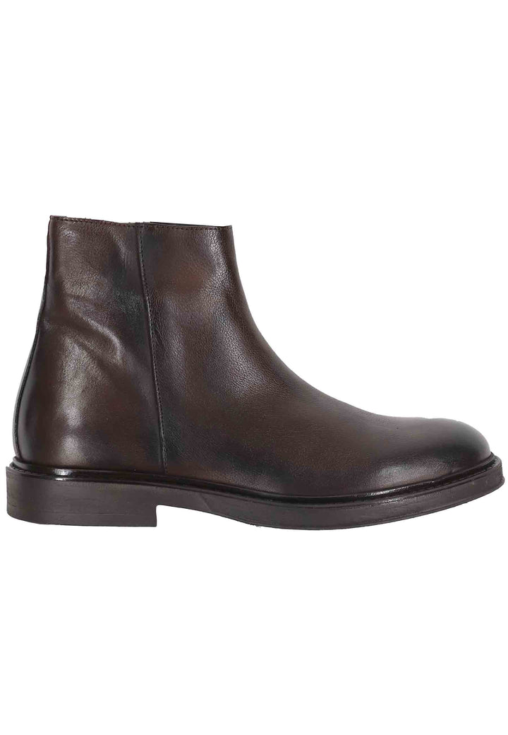 Spatarella Stivaletti uomo in pelle testa di moro con zip laterale e suola in gomma Shopping online