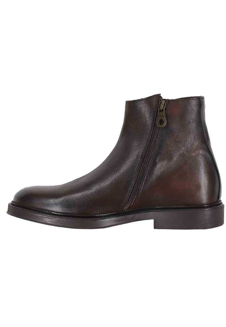 Spatarella Stivaletti uomo in pelle testa di moro con zip laterale e suola in gomma Shopping online