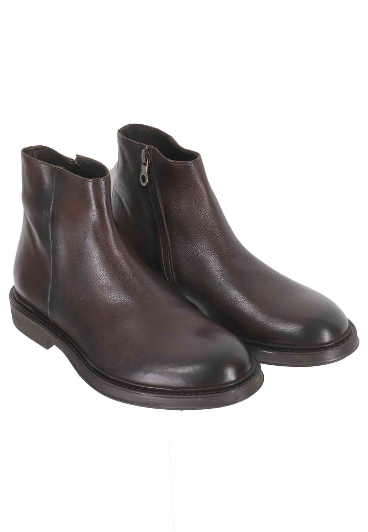 Spatarella Stivaletti uomo in pelle testa di moro con zip laterale e suola in gomma Shopping online