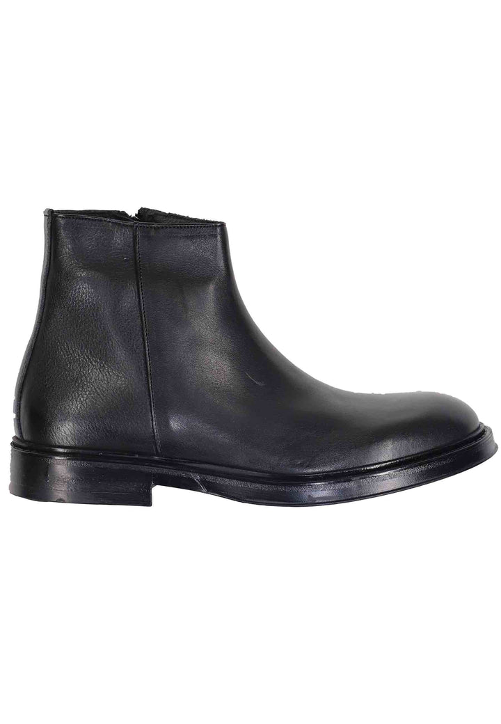 Spatarella Stivaletti uomo in pelle nera con zip laterale e suola in gomma Offerta esclusiva