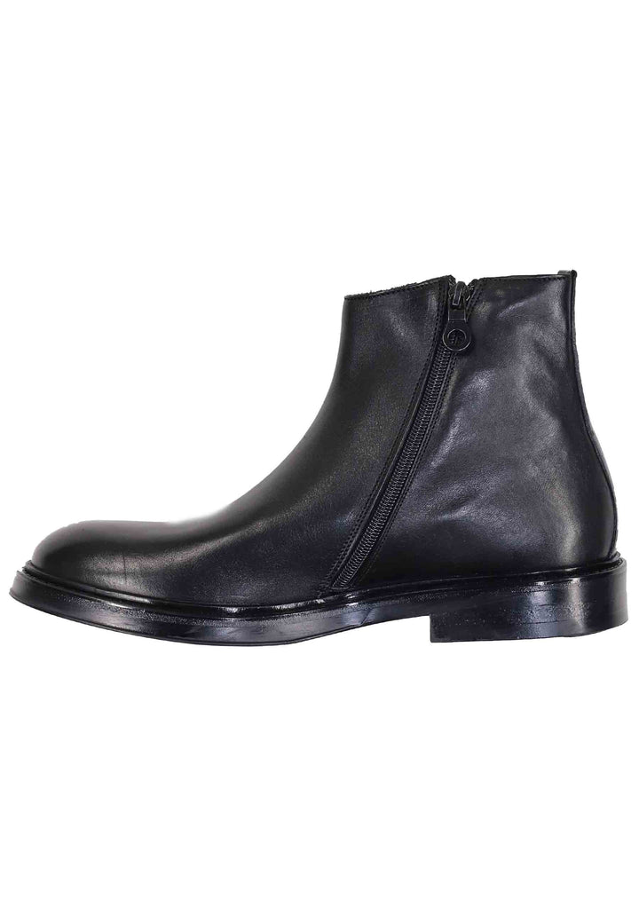 Spatarella Stivaletti uomo in pelle nera con zip laterale e suola in gomma Offerta esclusiva