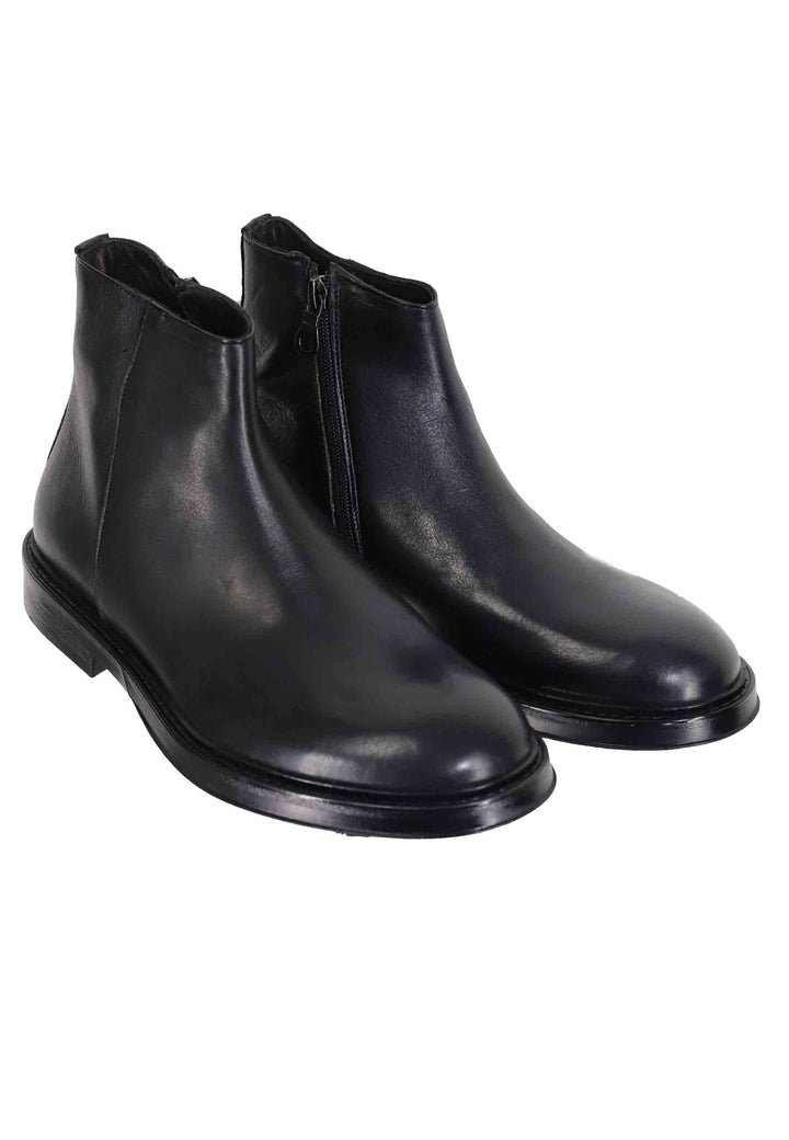Spatarella Stivaletti uomo in pelle nera con zip laterale e suola in gomma Offerta esclusiva