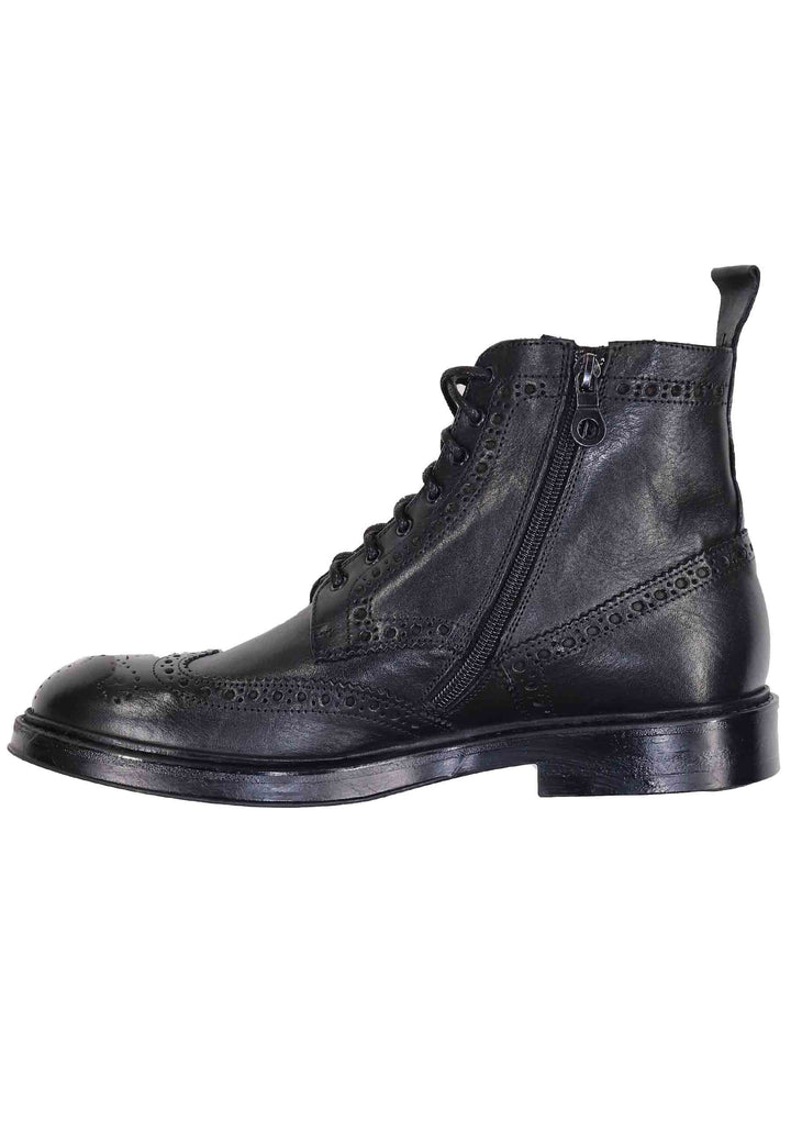 Spatarella Stivaletti stringati uomo in pelle nero con impunture e suola in gomma Black Friday