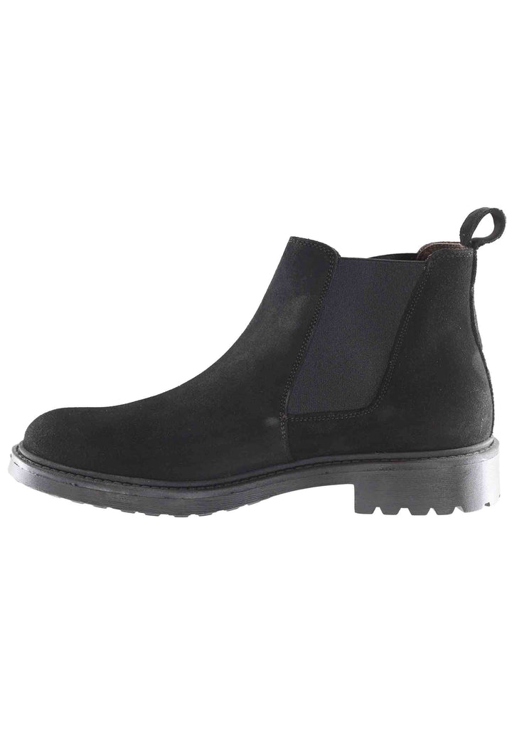 Spatarella Stivaletti chelsea boot uomo in camsocio nero con suola carrarmato Offerta San Valentino