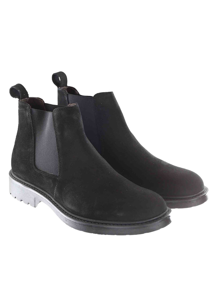 Spatarella Stivaletti chelsea boot uomo in camsocio nero con suola carrarmato Offerta San Valentino