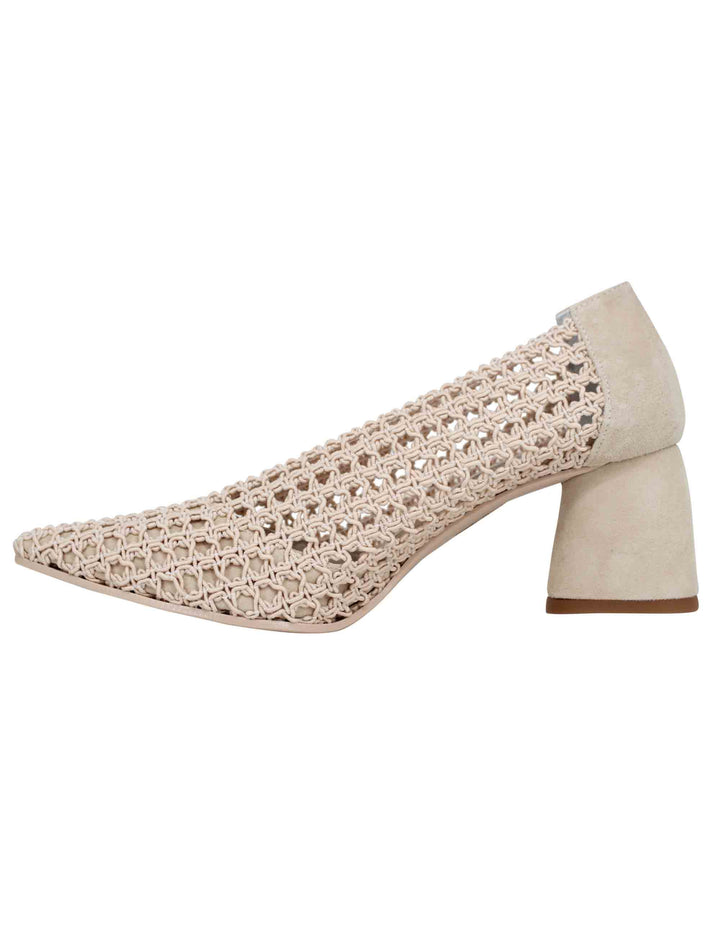 Spatarella Decollete donna in tessuto elasticizzato beige con tacco in camoscio Smaltimento dello stoccaggio