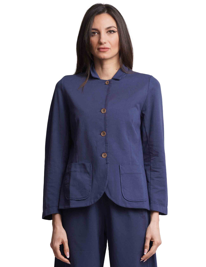 Spatarella Giacche sportive donna maniche lunghe in cotone blu Offerta migliore