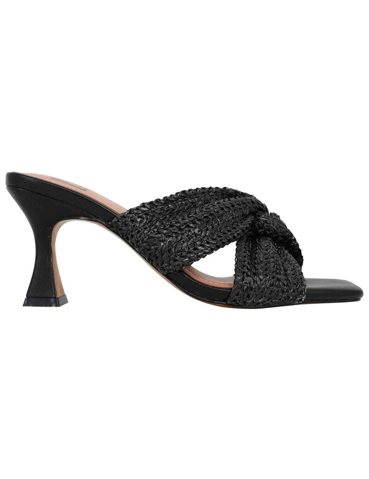 Spatarella Sandali donna in tessuto nero con tacco alto e punta quadra Nicole Lightning offer
